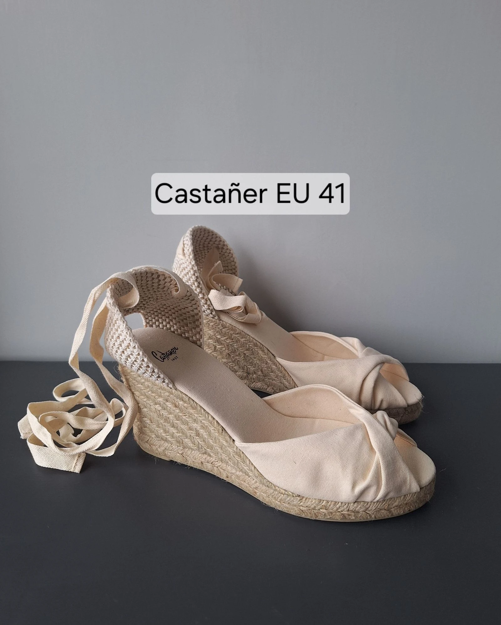 Castañer espadrilles crema con tacón de cuña y cordón 41 – photo 2